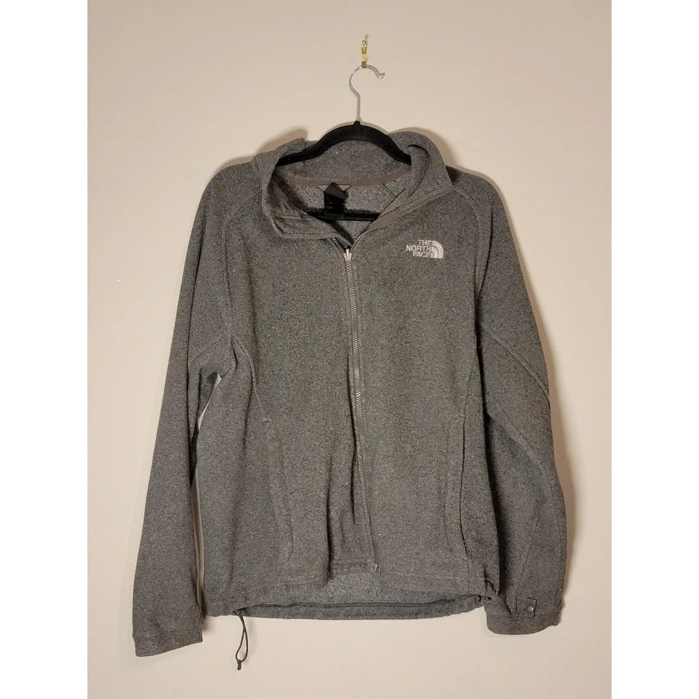 The North Face Fleece Jacket Mens Medium Gray Full‎ Zip Warm Lightweight Outdoor